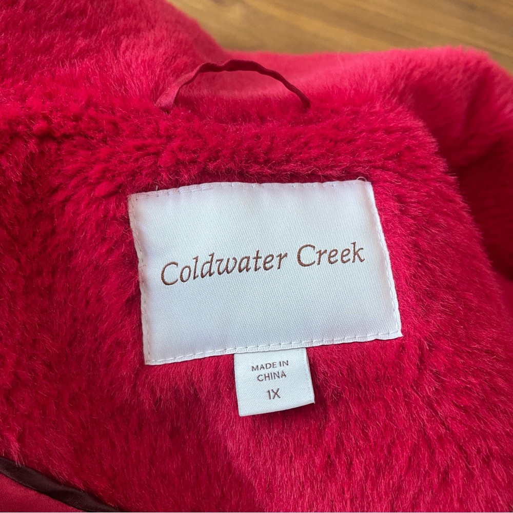 Coldwater Creek Vibrant Red Teddy Faux Fur Jacket - Picture 11 of 11